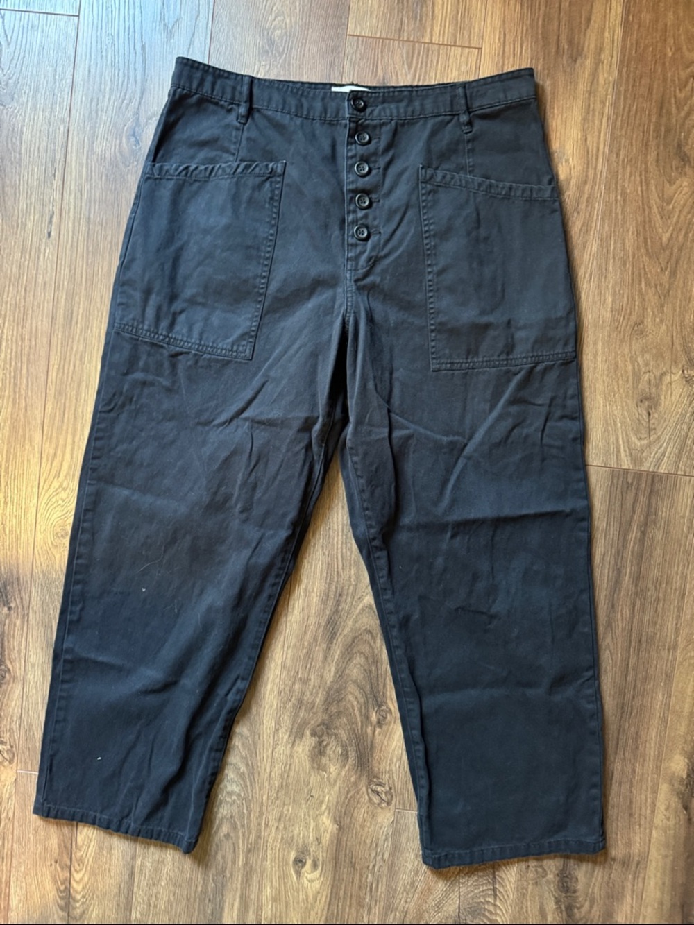 Pistola Black Casual Button-Fly Cotton Pants